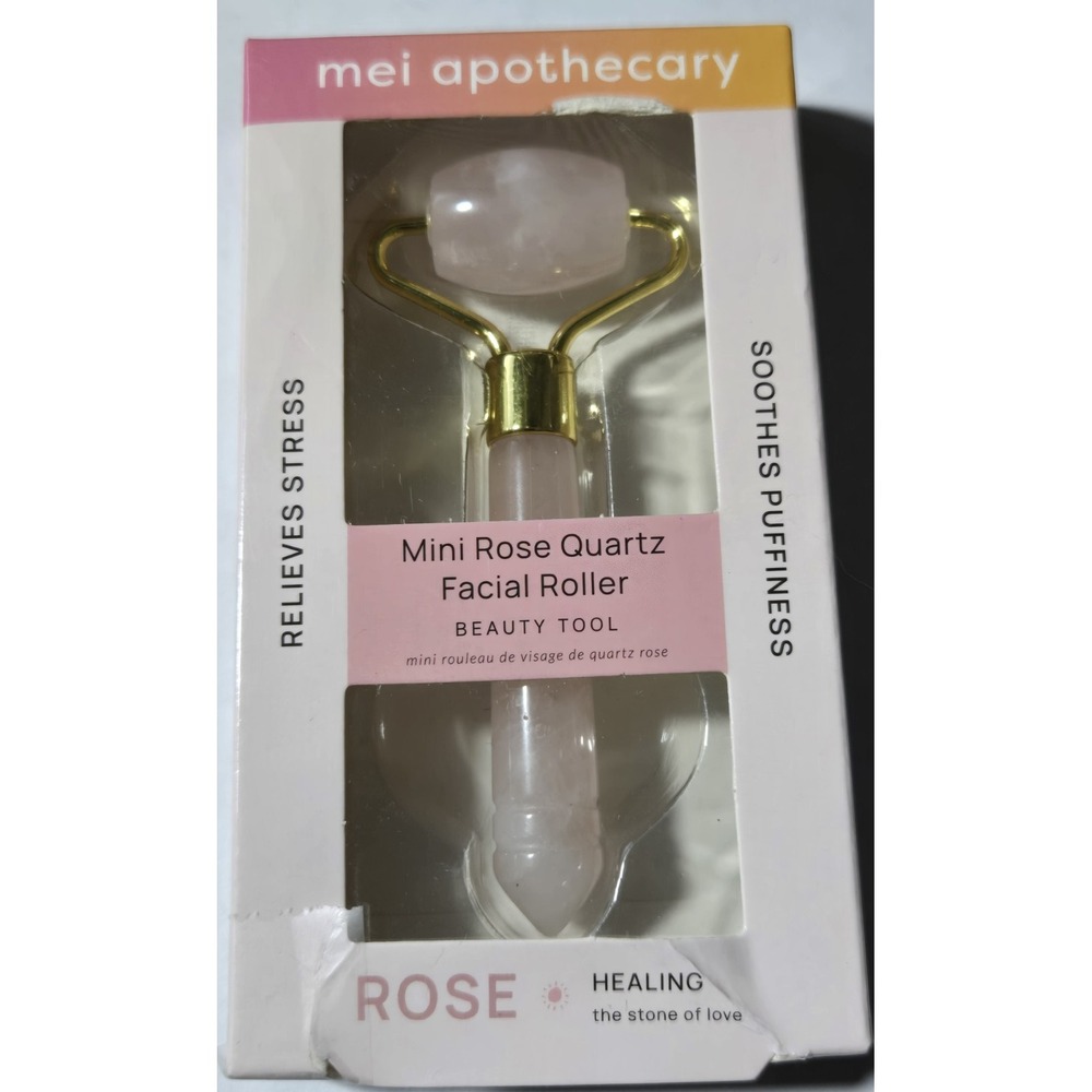 Mei Apothecary Mini Rose Quartz Facial Roller‎ Healing Beauty Tool, Brand New